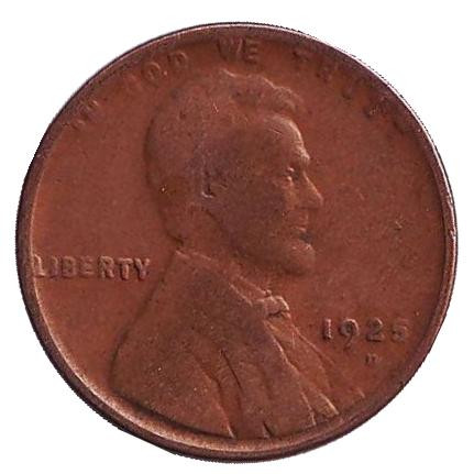 Монета 1 цент. 1925 год (D), США. Линкольн.