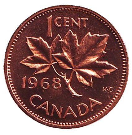 Монета 1 цент, 1968 год, Канада. UNC.
