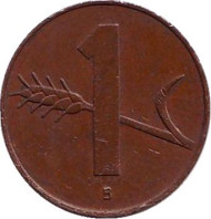 Монета 1 раппен. 1966 год, Швейцария.
