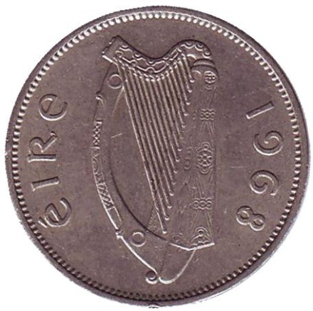 Монета 6 пенсов. 1968 год, Ирландия. Ирландский волкодав. Монета 6 пенсов. 1968 год, Ирландия. Ирландский волкодав.