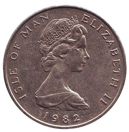 Монета 10 пенсов. 1982 год, Остров Мэн. (Отметка "AC") Сокол. Монета 10 пенсов. 1982 год, Остров Мэн. (Отметка "AC") Сокол.