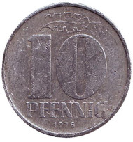 Монета 10 пфеннигов. 1978 год, ГДР. Монета 10 пфеннигов. 1978 год, ГДР.