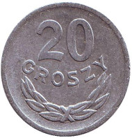 Монета 20 грошей. 1970 год, Польша. Монета 20 грошей. 1970 год, Польша.