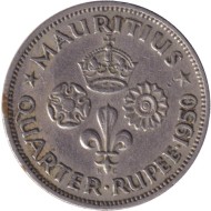 Монета 1/4 рупии. 1950 год, Маврикий.