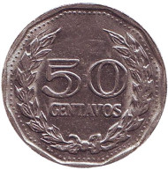 Монета 50 сентаво. 1976 год, Колумбия. Монета 50 сентаво. 1976 год, Колумбия.