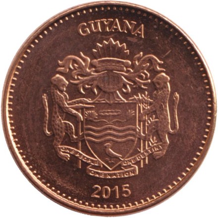 Монета 1 доллар. 2015 год, Гайана. Урожай риса. Монета 1 доллар. 2015 год, Гайана. Урожай риса.