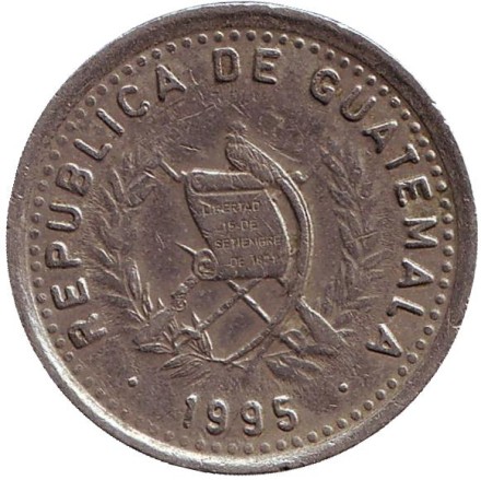 Монета 25 сентаво. 1995 год, Гватемала. Индианка. Монета 25 сентаво. 1995 год, Гватемала. Индианка.