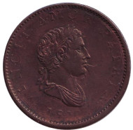 Токен 1/2 пенни. 1811 год, Великобритания. British Copper Company. Побеждает любовь к родине.  Токен 1/2 пенни. 1811 год, Великобритания. British Copper Company. Побеждает любовь к родине.