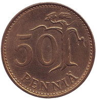 Монета 50 пенни. 1983 год (K), Финляндия. Монета 50 пенни. 1983 год (K), Финляндия.