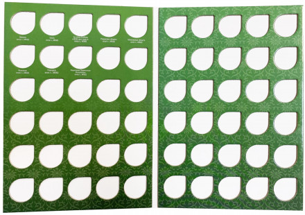 Альбом-планшет для юбилейных биметаллических монет номиналом 10 рублей на 60 ячеек. С указанием монетных дворов. (Часть 2).