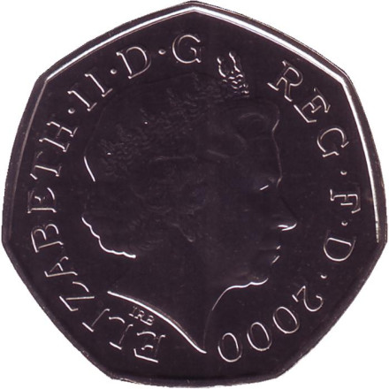 Монета 50 пенсов. 2000 год, Великобритания. BU. 150 лет публичной библиотеке. Монета 50 пенсов. 2000 год, Великобритания. BU. 150 лет публичной библиотеке.