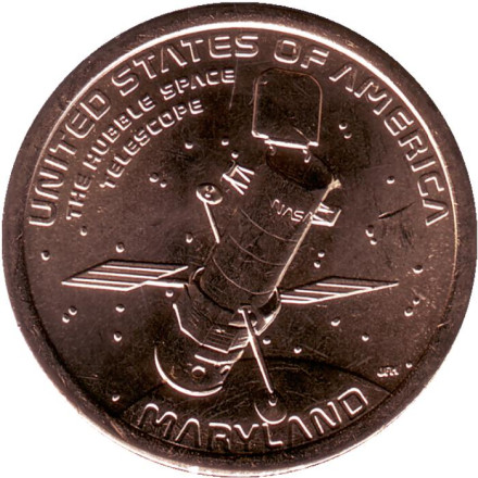 Монета 1 доллар. 2020 год (D), США. Космический телескоп "Хаббл". Серия "Американские инновации".