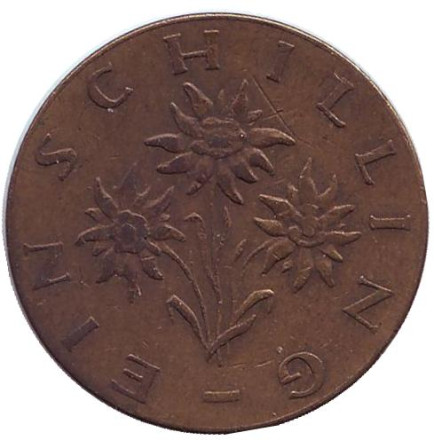 Монета 1 шиллинг. 1966 год, Австрия. Эдельвейс.