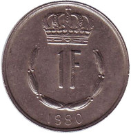 Монета 1 франк. 1980 год, Люксембург. Монета 1 франк. 1980 год, Люксембург.