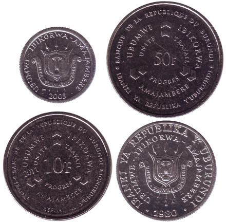 Набор монет (4 шт.) 1980-2011 гг., Бурунди.