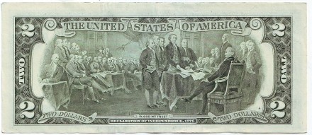 Банкнота 2 доллара. 2003 год, США. Из обращения. Банкнота 2 доллара. 2003 год, США. Из обращения.