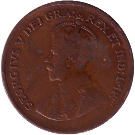 Монета 1 цент. 1928 год, Канада.