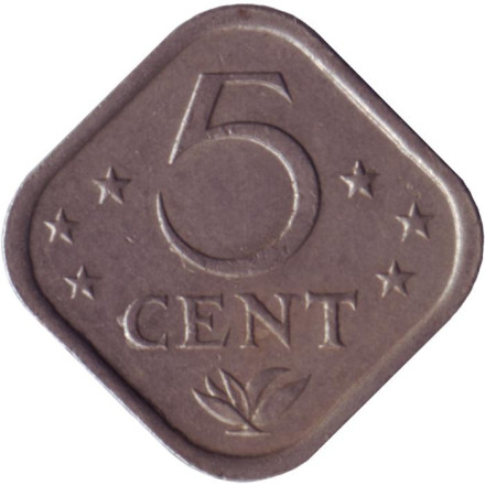 Монета 5 центов. 1981 год, Нидерландские Антильские острова.