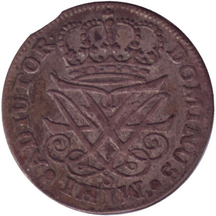 Монета 12 скиллингов. 1716 год, Дания. Фредерик IV.
