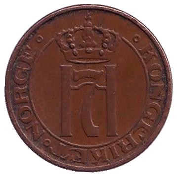 Монета 1 эре. 1933 год, Норвегия.