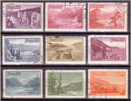 Марка почтовая. 1959 год, СССР. Серия из 9 штук. Пейзажи СССР. 
