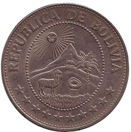 Монета 1 боливийский песо. 1969 год, Боливия. Монета 1 боливийский песо. 1969 год, Боливия.