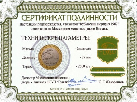 Кубинский сюрприз. Памятный жетон, 2016 год. ММД.