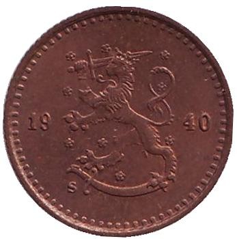 Монета 25 пенни. 1940 год (медь), Финляндия. Редкая. Монета 25 пенни. 1940 год (медь), Финляндия. Редкая.