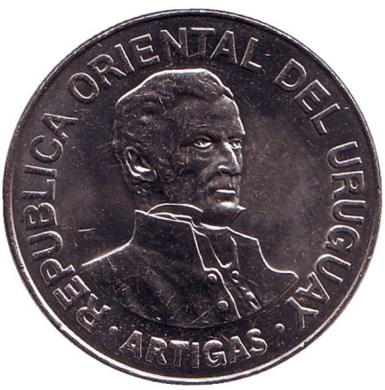 Монета 500 новых песо. 1989 год, Уругвай. Хосе Артигас.