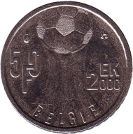 Монета 50 франков. 2000 год, Бельгия. (Belgie) Чемпионат Европы по футболу. Монета 50 франков. 2000 год, Бельгия. (Belgie) Чемпионат Европы по футболу.