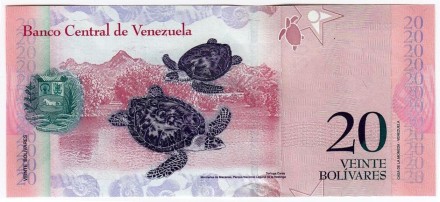 Банкнота 20 боливаров. 2014 год, Венесуэла. Банкнота 20 боливаров. 2014 год, Венесуэла.
