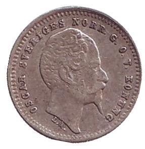 Монета 10 эре. 1857 год, Швеция. Монета 10 эре. 1857 год, Швеция.