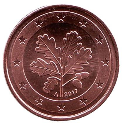 Монета 2 цента. 2017 год (А), Германия.