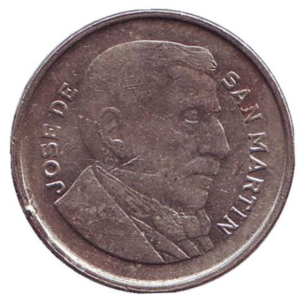 Монета 20 сентаво. 1956 год, Аргентина. Генерал Хосе де Сан-Мартин.