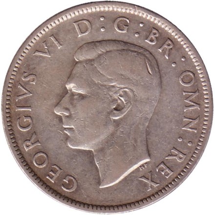 Монета 2 шиллинга. 1942 год, Великобритания. Монета 2 шиллинга. 1942 год, Великобритания.