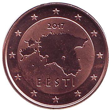 Монета 1 цент. 2017 год, Эстония.