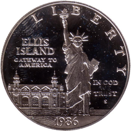 Монета 1 доллар. 1986 год (S), США. 100 лет Статуе Свободы.