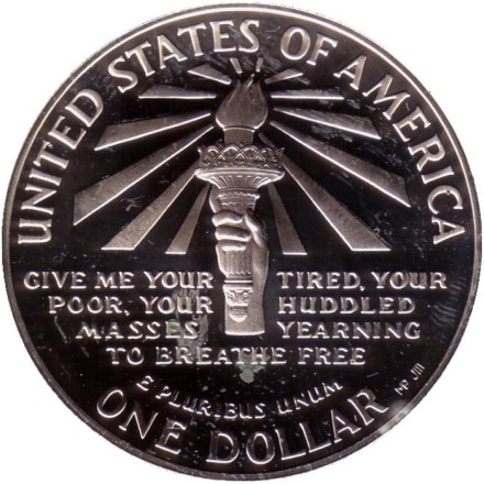 Монета 1 доллар. 1986 год (S), США. 100 лет Статуе Свободы.