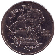 Монета 1 крона. 1980 год, Гибралтар. 175 лет со дня смерти Горацио Нельсона.