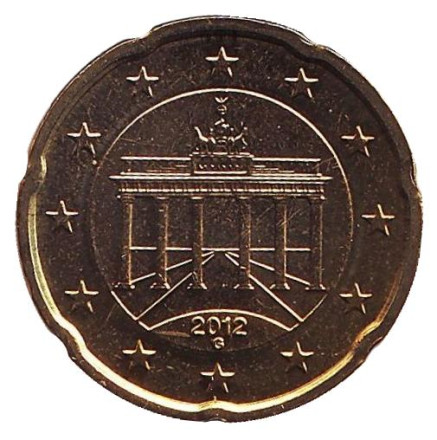 Монета 20 центов. 2012 год (G), Германия.