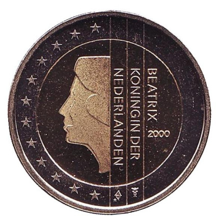 Монета 2 евро. 2000 год, Нидерланды.