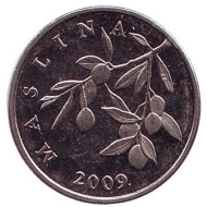Монета 20 лип. 2009 год, Хорватия. Олива европейская. Монета 20 лип. 2009 год, Хорватия. Олива европейская.