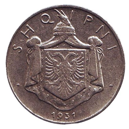 Монета 1/2 лека. 1931 год, Албания. Геркулес. Монета 1/2 лека. 1931 год, Албания. Геркулес.