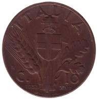 Монета 10 чентезимо. 1938 год, Италия. Монета 10 чентезимо. 1938 год, Италия.