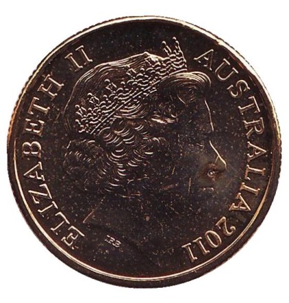 Монета 1 доллар. 2011 год, Австралия. Голова барана Меринос. Австралийская шерсть. (Отметка: "B").