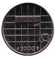 Монета 1 гульден. 2000 год, Нидерланды. UNC.