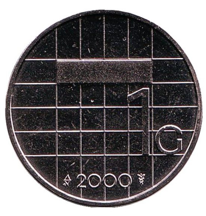 Монета 1 гульден. 2000 год, Нидерланды. UNC.