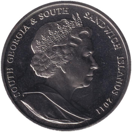 Монета 2 фунта. 2011 год, Южная Георгия и Южные Сандвичевы острова. 85 лет со дня рождения Королевы Елизаветы II.
