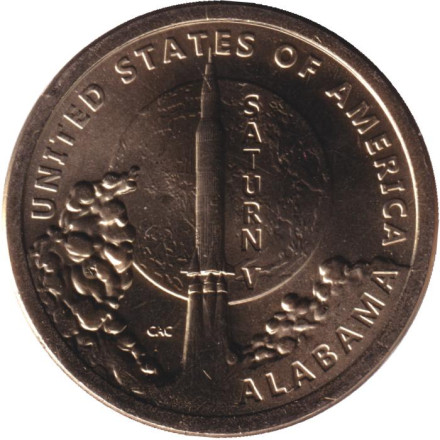 Монета 1 доллар. 2024 год (D), США. Сатурн-5. Серия "Американские инновации".