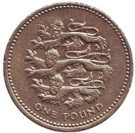 Монета 1 фунт. 2002 год, Великобритания. Львы.